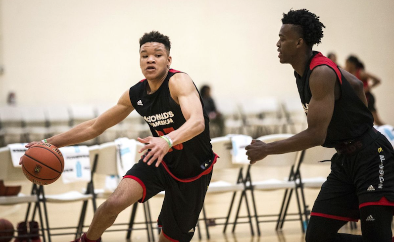 Kevin Knox dribbles