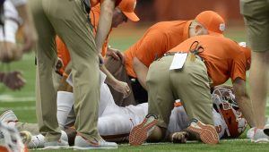 Kelly Bryant receives medical attention