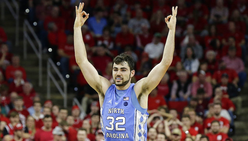 Luke Maye reacts