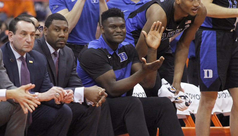 Zion Williamson cheers