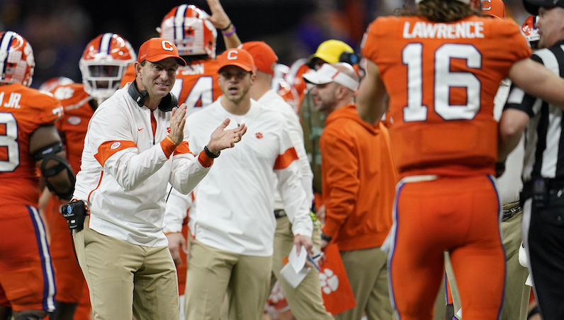 Dabo Swinney claps